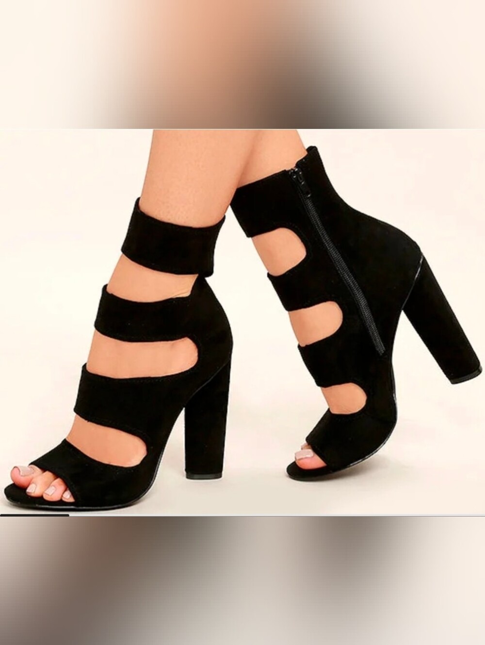 Steve Madden Black Tawnie Suede Caged Peep-toe Heels